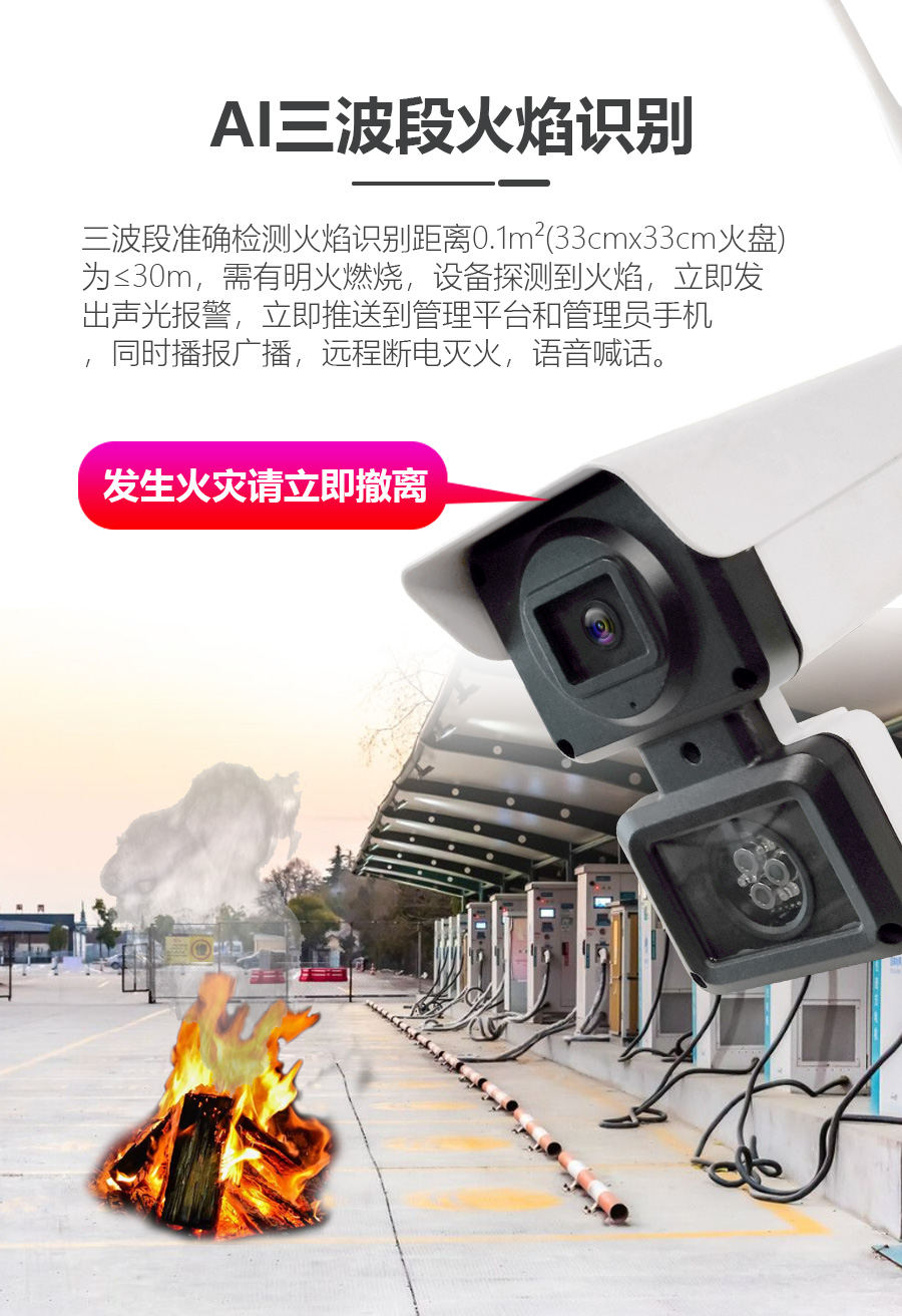 三波段火焰識別自動報警攝像頭火災報警器 三波段火焰識別自動報警攝像頭火災報警器